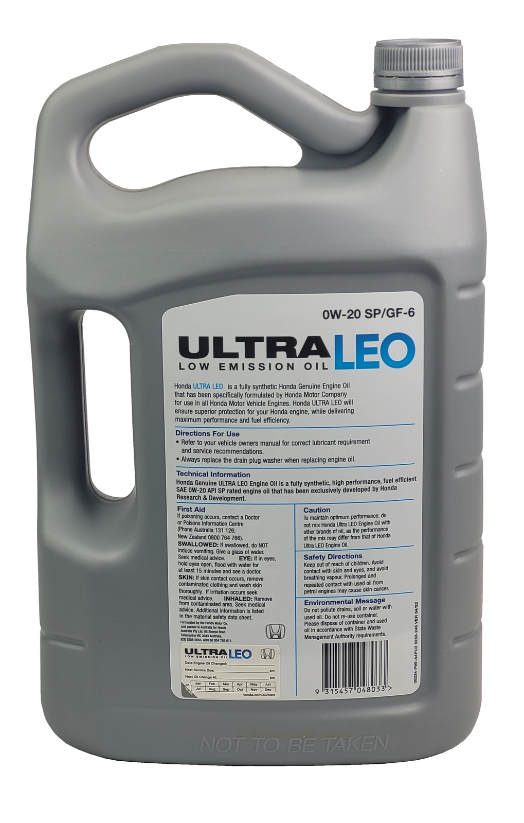 Genuine Honda Synthetic Engine Oil LEO 0W-20 5L